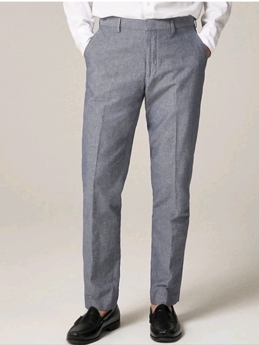 J.Crew Ludlow Slim Dress Pants MEN 33x34 Blue Chambray Portugal Trouser NWT
